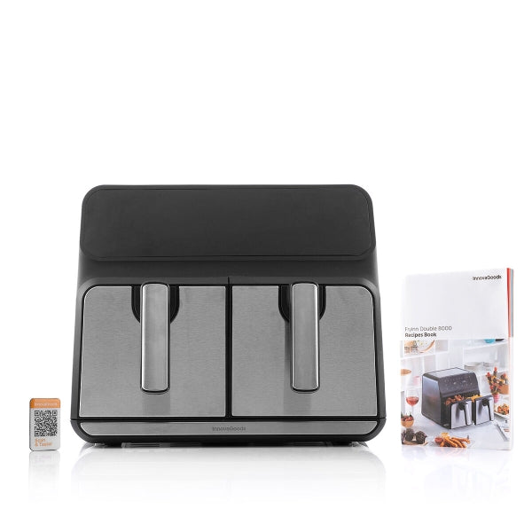 AIRFRYER kahdella korilla INNOVAGOODS FRYINN DOUBLE 8000 MUSTA 3400 W 8 L RUOSTUMATON TERÄS
