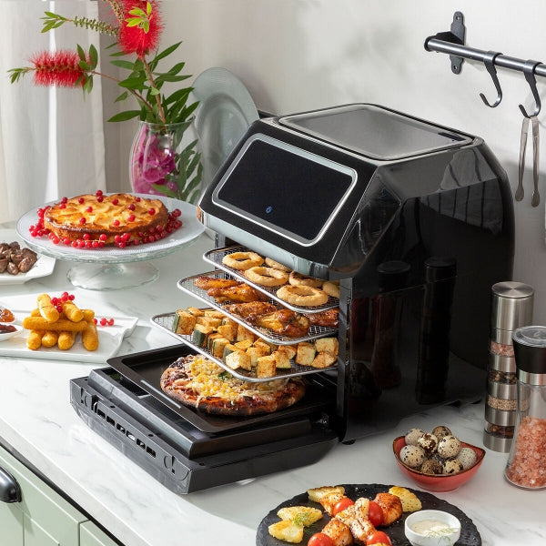 AIRFRYER INNOVAGOODS FRYINN PRO MAX 12000 MUSTA 1800 W 12 L RUOSTUMATON TERÄS