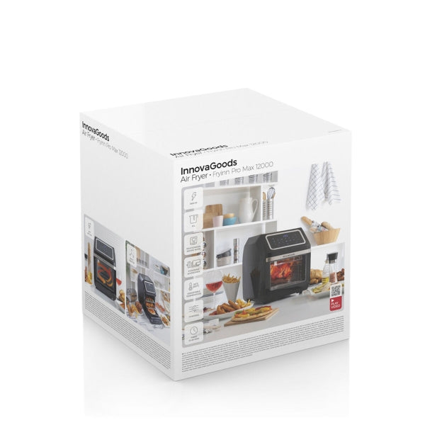 AIRFRYER INNOVAGOODS FRYINN PRO MAX 12000 MUSTA 1800 W 12 L RUOSTUMATON TERÄS
