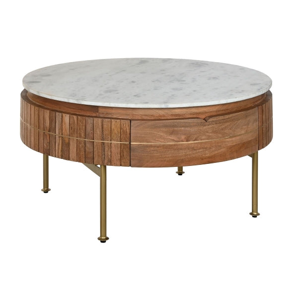 OLOHUONEEN PÖYTÄ DKD HOME DECOR MARMORI MANGOPUU (85 X 85 X 45 CM)