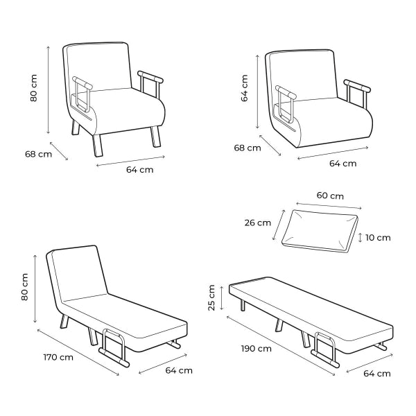4-in-1 Muuntautuva nojatuolivuode Single Sofa Bed Softfa InnovaGoods