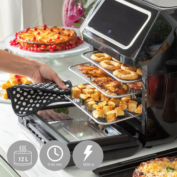 AIRFRYER INNOVAGOODS FRYINN PRO MAX 12000 MUSTA 1800 W 12 L RUOSTUMATON TERÄS