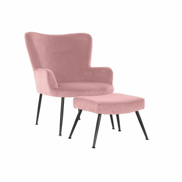 Nojatuoli+rahi DKD Home Decor S3023869 Black Pink Metal Plastic Velvet Modern 70 x 60 x 84 cm