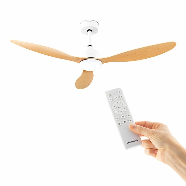 Kattotuuletin LED Ceiling Fan with 3 ABS Blades Wuled InnovaGoods Wood 36 W 52" Ø132 cm