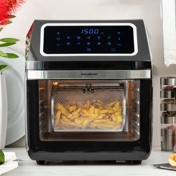AIRFRYER INNOVAGOODS FRYINN PRO MAX 12000 MUSTA 1800 W 12 L RUOSTUMATON TERÄS