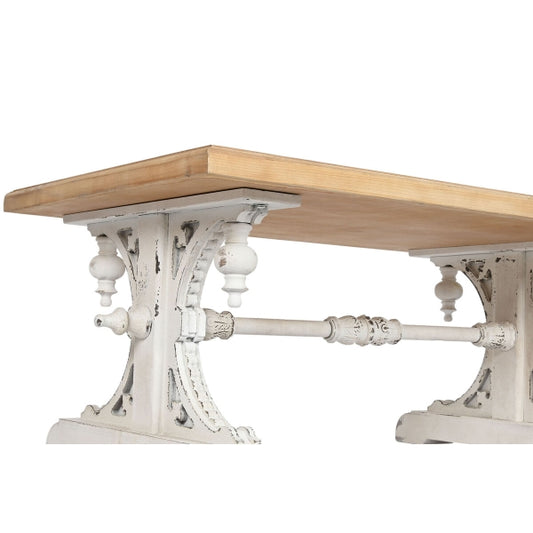 Pöytä Home ESPRIT White Natural Fir wood MDF Wood 110 x 65 x 46 cm