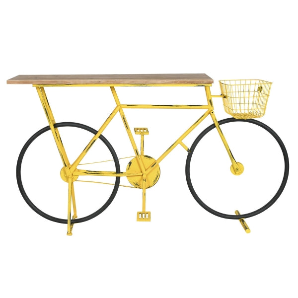 Sivupöytä Console Home ESPRIT Yellow Black Wood Metal 160 x 40 x 88 cm